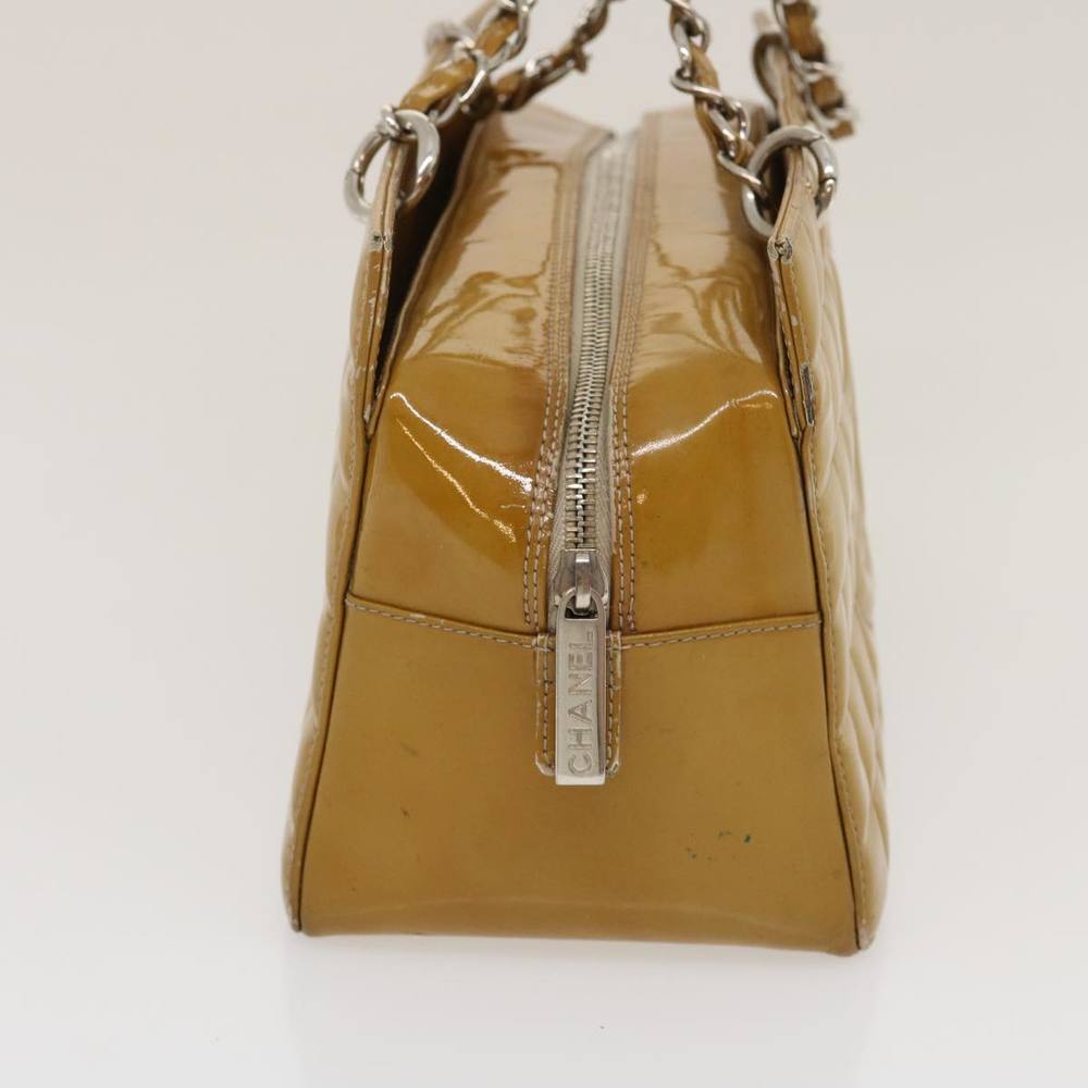 CHANEL Choco Bar Chain Shoulder Bag Enamel Beige CC Auth jk1646 - Picture 4 of 16